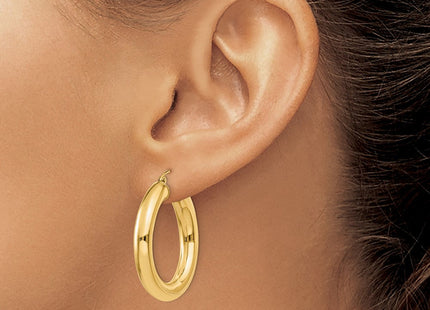 14k Yellow Polished Lightweight Hoop Earrings (Style T958L)