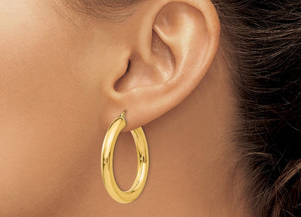 14k Yellow Gold Polished Lightweight Hoop Earrings (Style T959L)