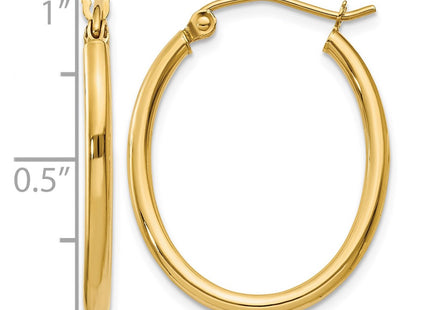 14K gold oval hoop earrings, further view