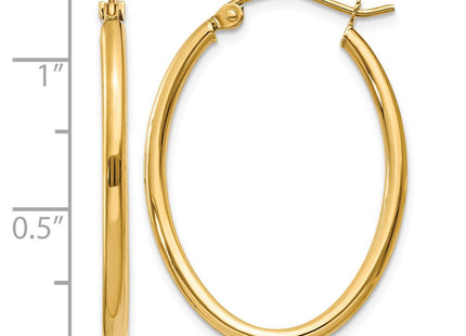 14K gold oval hoop earrings, further view