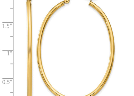 14K gold oval hoop earrings, further view