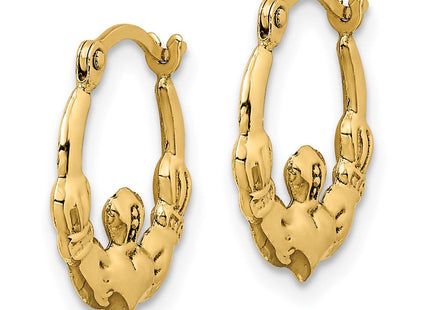 14K gold claddagh hoop earrings, alternate view