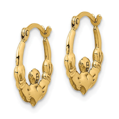 14K Claddagh Hoop Earrings, 17.75 x 3mm