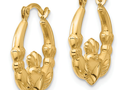 14k Claddagh Hoop Earrings, 17.75 x 3mm