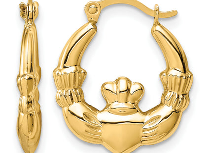 14k Claddagh Hoop Earrings, 17.75 x 3mm