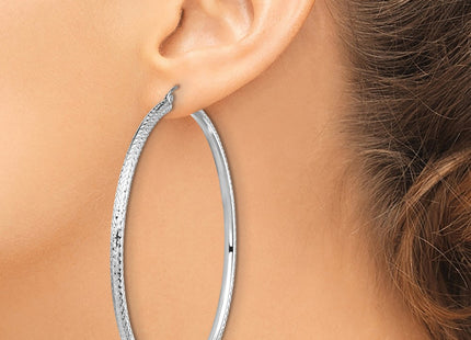 14K white gold hoop earrings, another view