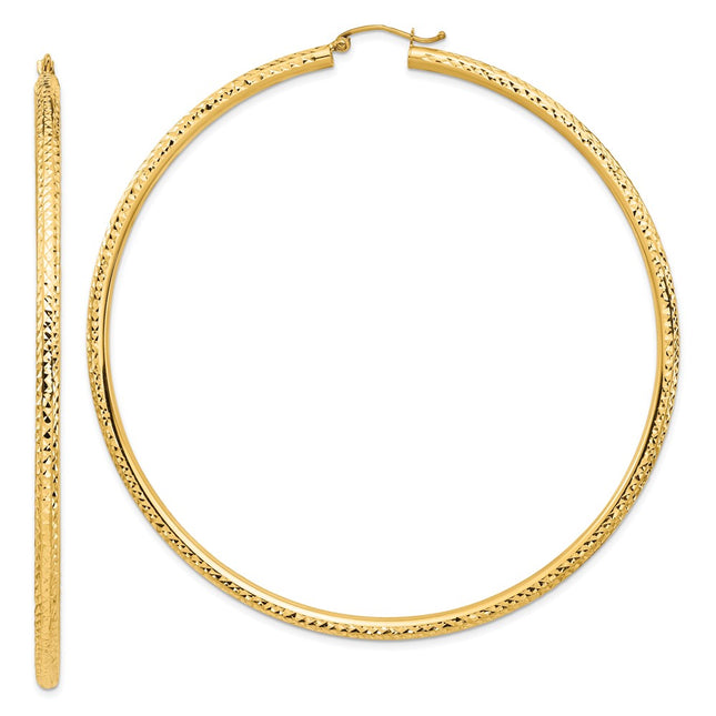 14k Lightweight Diamond-cut Hoop Earrings, 80 x 3mm