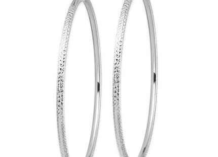 14k White Gold Lightweight Diamond-cut Hoop Earrings (Style TC1014W)