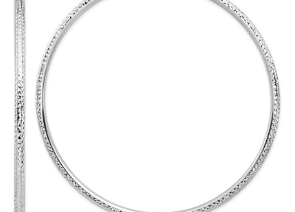 14k White Gold Lightweight Diamond-cut Hoop Earrings (Style TC1014W)