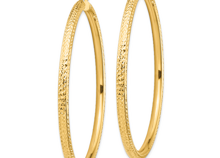 14k Diamond-cut Lightweight Round Tube Hoop Earrings