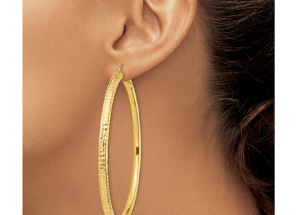 14k Diamond-cut Lightweight Round Tube Hoop Earrings