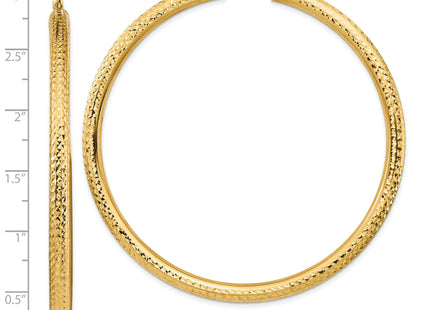 14k Diamond-cut Lightweight Round Tube Hoop Earrings