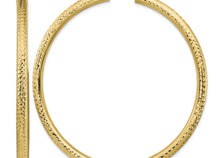 14k Diamond-cut Lightweight Round Tube Hoop Earrings