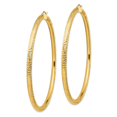 14K Diamond-cut Lightweight Round Tube Hoop Earrings