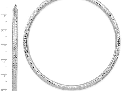 14k White Gold Diamond-cut Lightweight Round Tube Hoop Earrings (Style TC1021W)