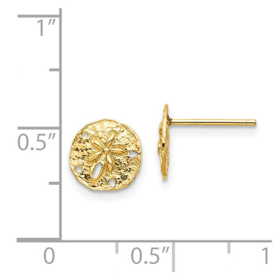 14K Sand Dollar Post Earrings, 8.44 x 8.44mm