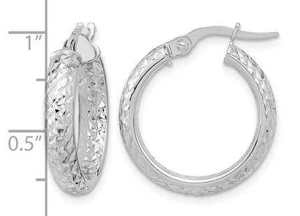 14K white gold hoop earrings, further view