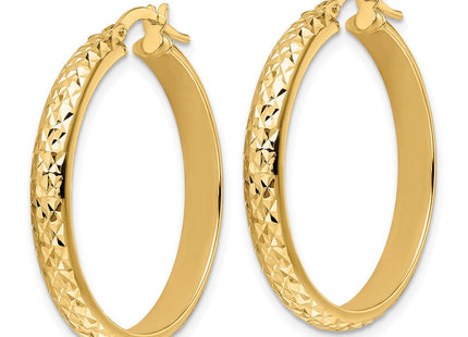 14K Polished Diamond-Cut Hoop Earrings (Style TC1027)