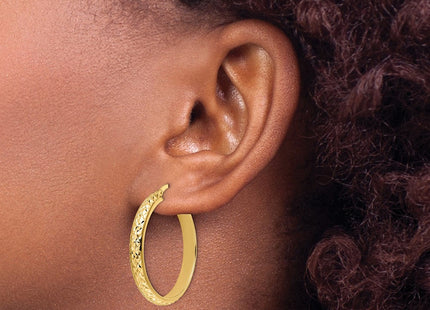 14K Polished Diamond-Cut Hoop Earrings (Style TC1027)