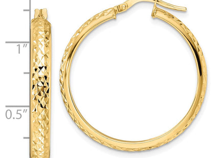 14K Polished Diamond-Cut Hoop Earrings (Style TC1027)