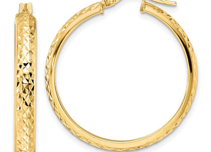 14K Polished Diamond-Cut Hoop Earrings (Style TC1027)