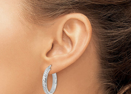 14K White Gold Diamond Cut Hoop Earrings (Style TC1028)