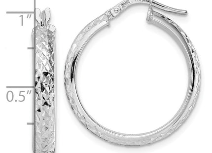 14K White Gold Diamond Cut Hoop Earrings (Style TC1028)