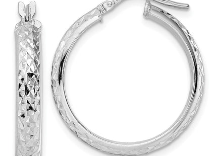14K White Gold Diamond Cut Hoop Earrings (Style TC1028)