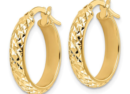 14K Polished Diamond-Cut Hoop Earrings (Style TC1029)