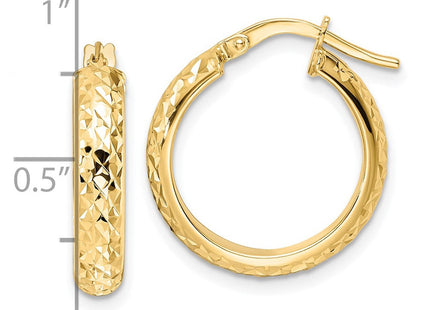 14K Polished Diamond-Cut Hoop Earrings (Style TC1029)