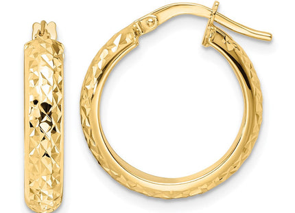14K Polished Diamond-Cut Hoop Earrings (Style TC1029)
