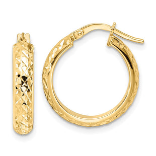 14K Polished Diamond-Cut Hoop Earrings (Style TC1029)