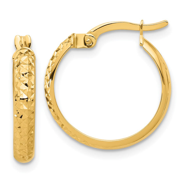 14K Polished and Diamond-cut Hoop Earrings, 19.6 x 18mm