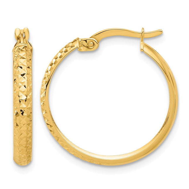 14K Polished and Diamond-cut Hoop Earrings, 23.5 x 22mm