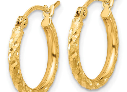 14k Polished and Satin D/C Hoop Earrings (Style TC1045)