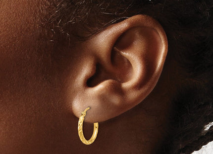 14k Polished and Satin D/C Hoop Earrings (Style TC1045)