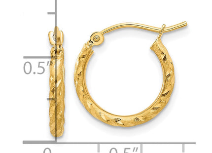 14k Polished and Satin D/C Hoop Earrings (Style TC1045)