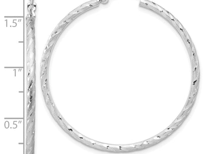 14K white gold hoop earrings, further view
