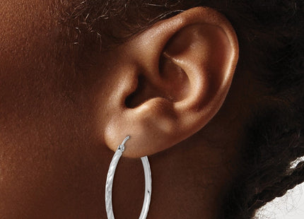 14K white gold hoop earrings, another view