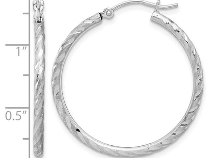 14K white gold hoop earrings, further view