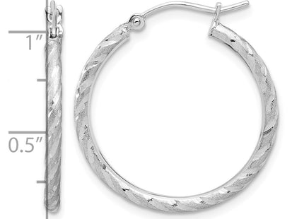 14K white gold hoop earrings, further view