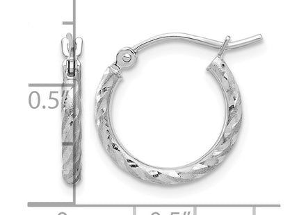 14K white gold hoop earrings, further view