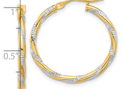 14k Yellow & Rhodium Earrings Style TC1051 - Classique Jewelry Inc.