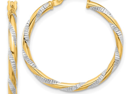 14k Yellow & Rhodium Earrings Style TC1051 - Classique Jewelry Inc.