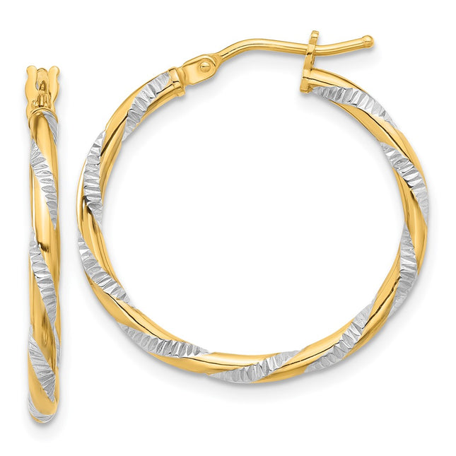 14k Yellow & Rhodium Earrings Style TC1051 - Classique Jewelry Inc.