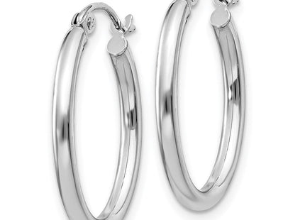 14k White Gold Polished Oval Tube Hoop Earrings (Style TC118)