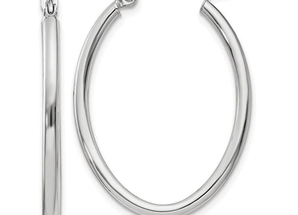 14k White Gold Polished Oval Tube Hoop Earrings (Style TC119)
