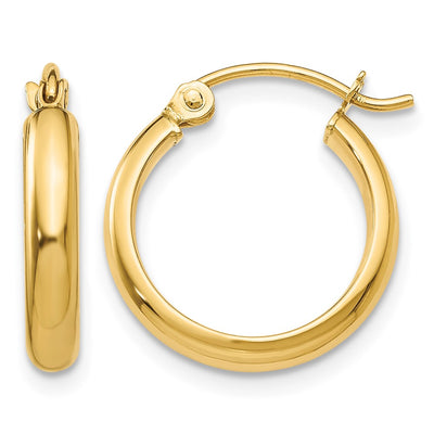 14K Round Tube Hoop Earrings, 12 x 2.75mm