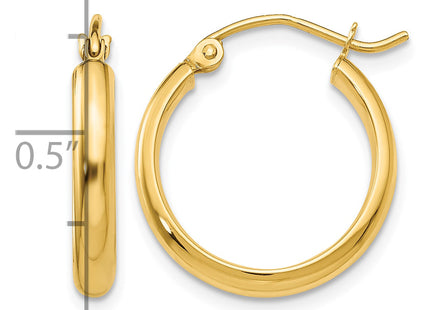 14k Round Tube Hoop Earrings, 17 x 2.75mm