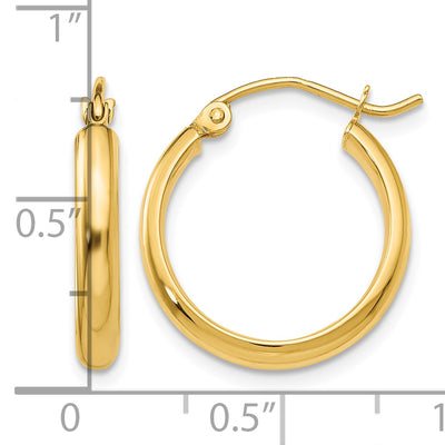 14K Round Tube Hoop Earrings, 17 x 2.75mm